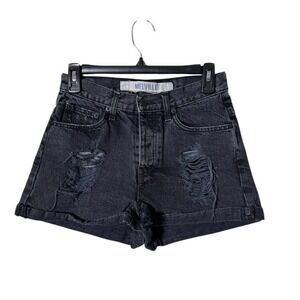 Melville Women Jean Shorts Size 40 Made in Italy Distressed Festival Button‎ Fly